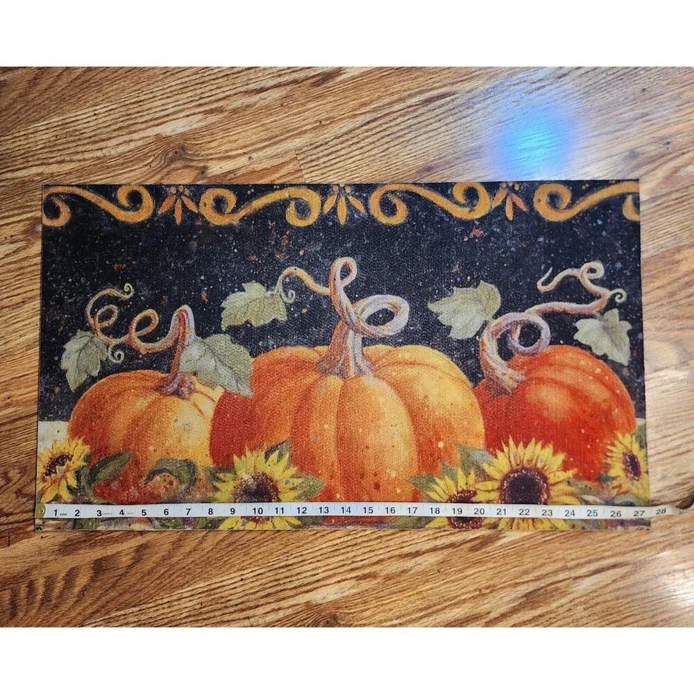Fall Pumpkin Door Mat Rug Rubber Nonslip Back